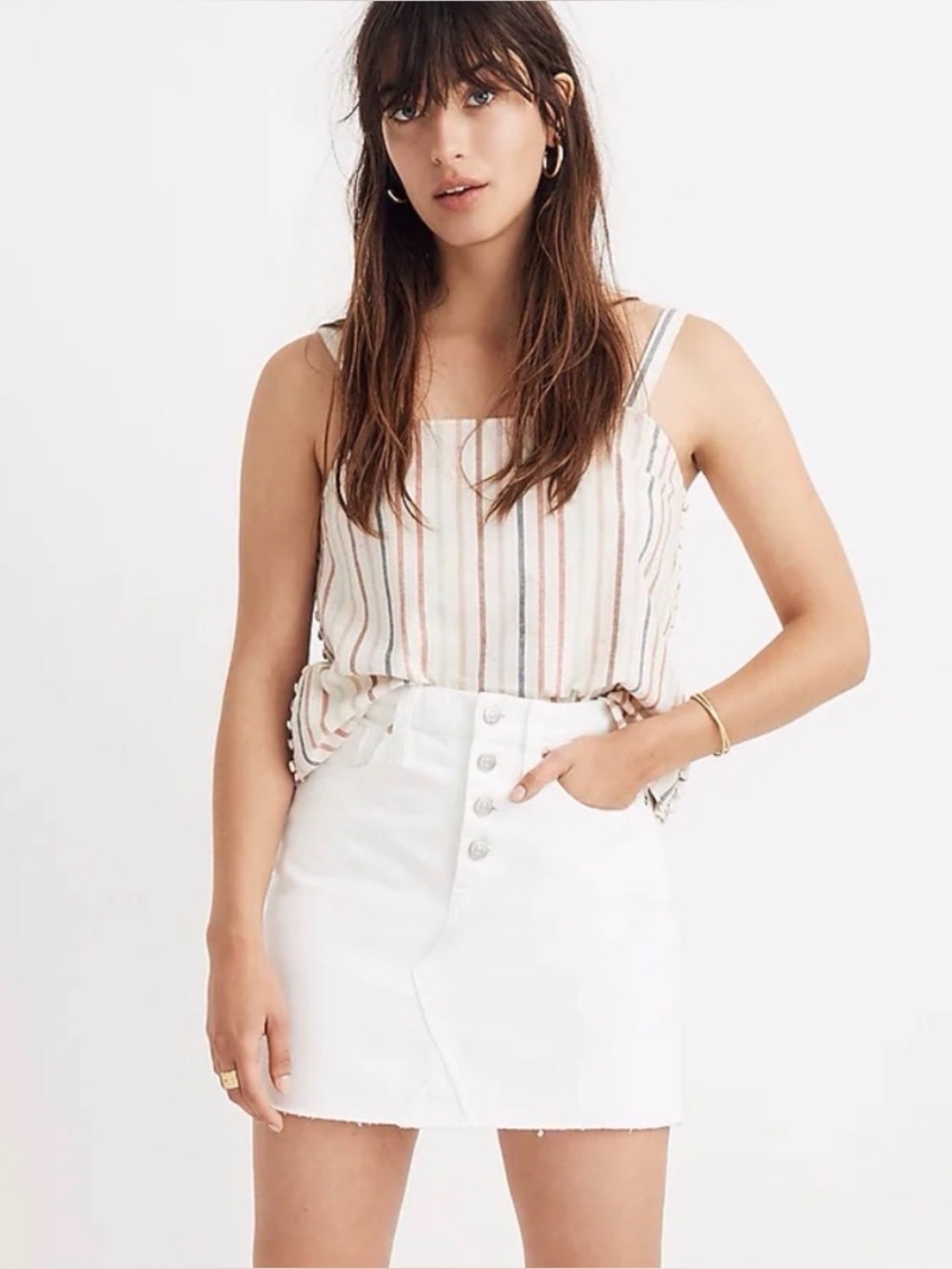 Madewell Rigid Denim A-Line Mini Skirt in Tile White